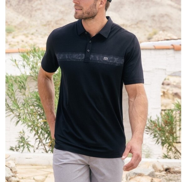 Travis Mathew Thunder Roll Marbled Chest Stripe Golf Polo